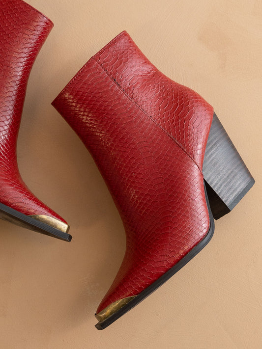 The Frankie | Red Pointed Toe Cap Bootie