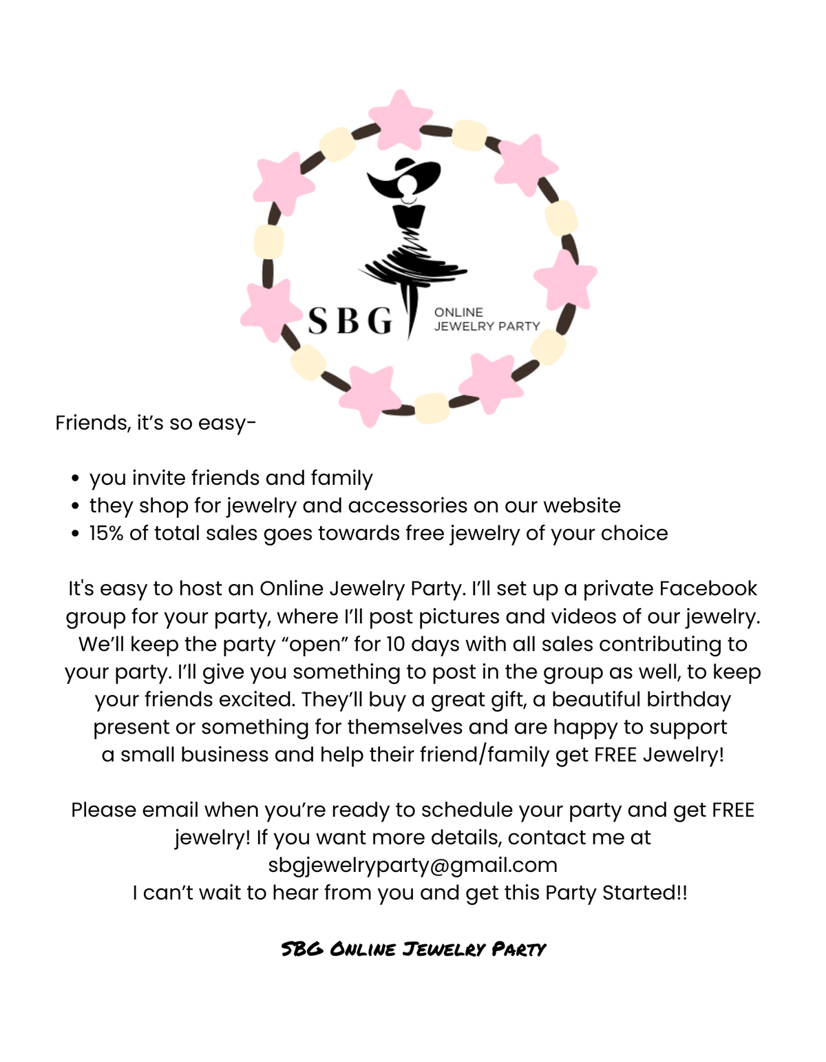SBG Online Jewelry Party