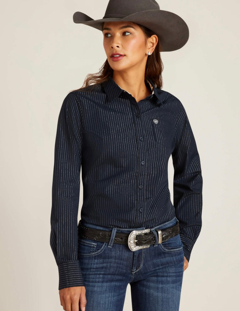 Ariat Women's Navy/Silver Stripe Kirby Shirt