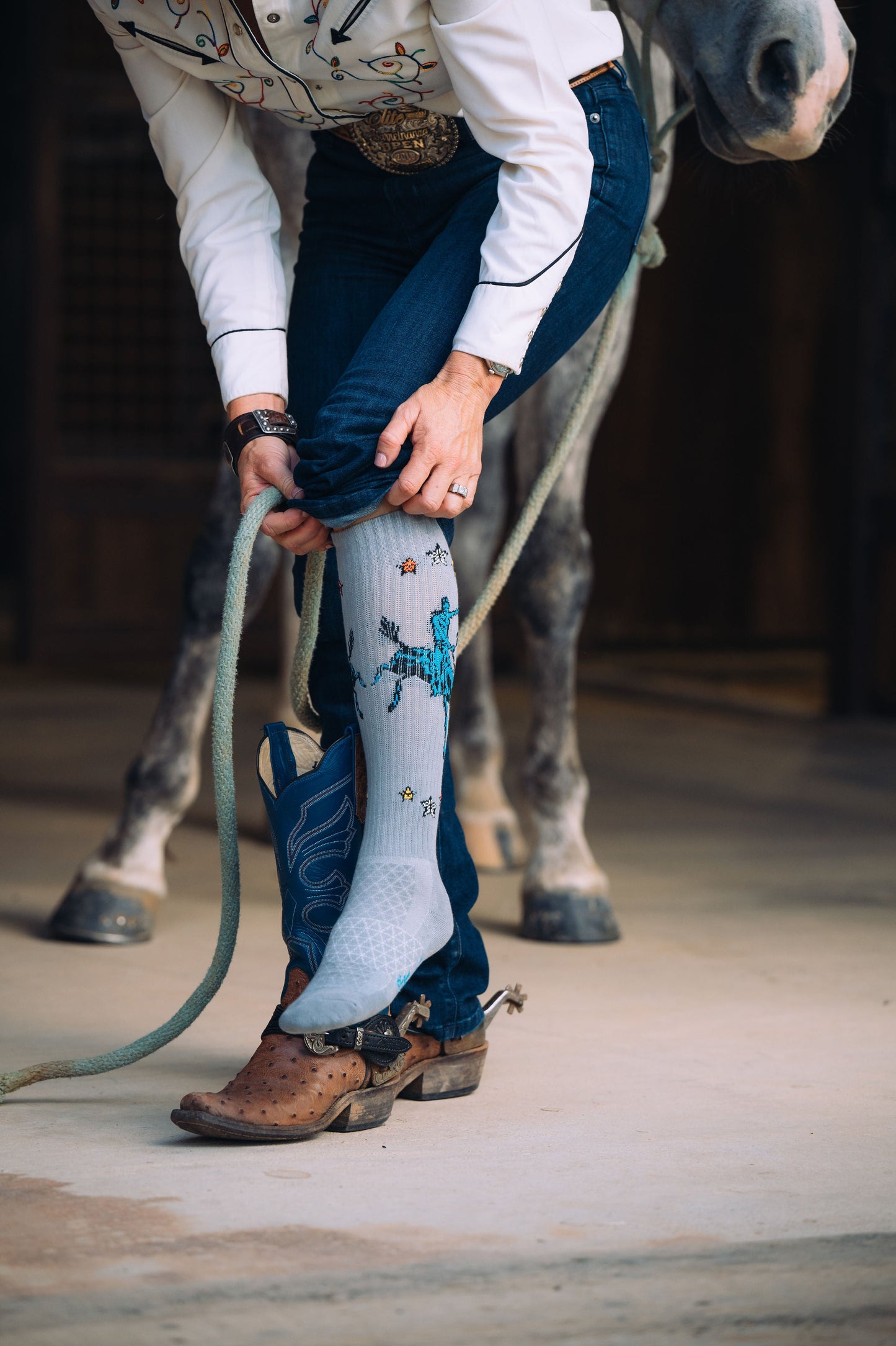 Fringe Long Live Grey Performance Boot Socks