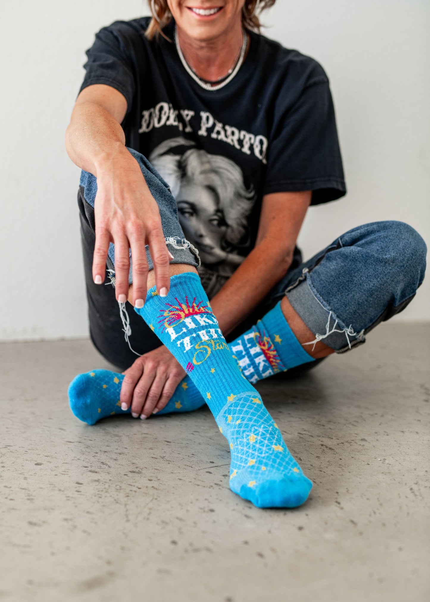 Shine Like The Stars Turquoise Performance Socks