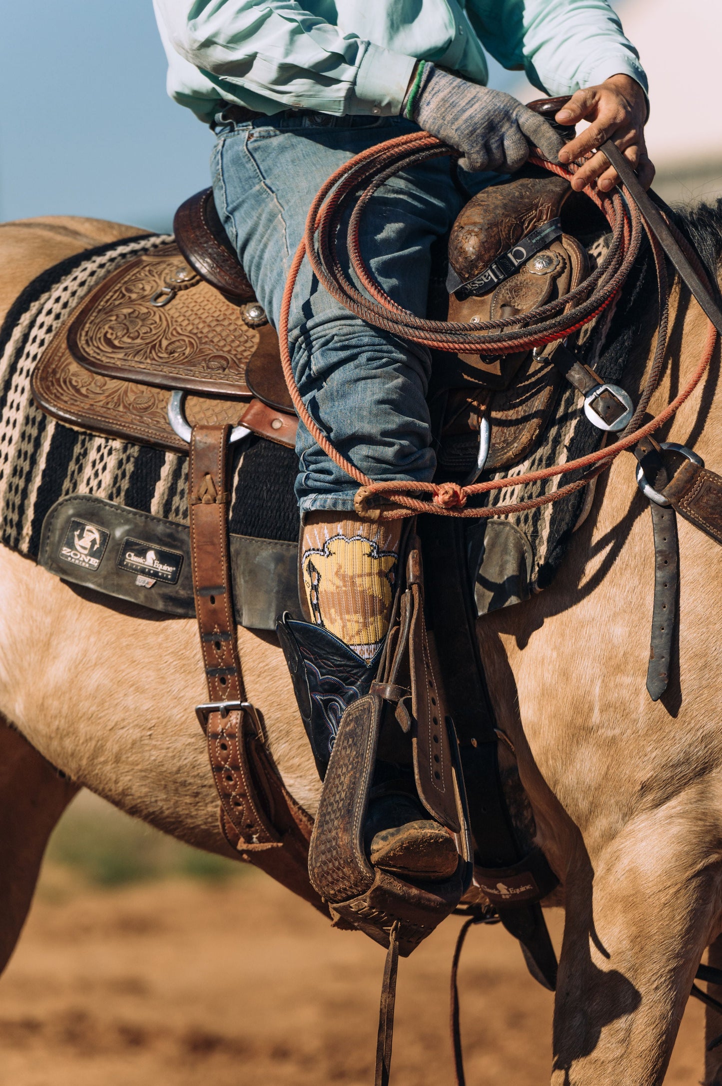Lucky Bucking Cowgirl Tan Performance Boot Socks