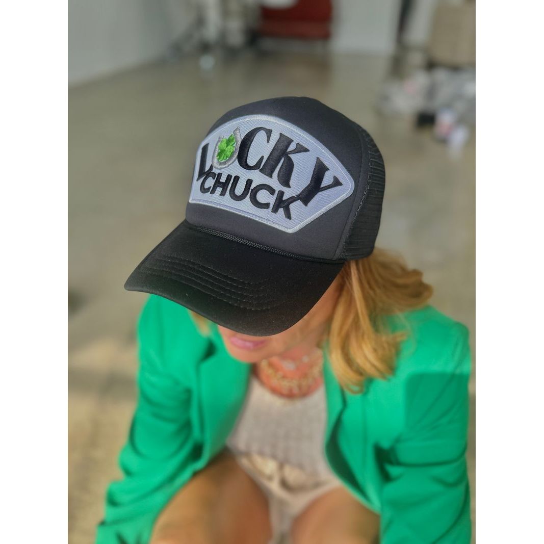 Lucky Chuck Black Full Front Patch Hat