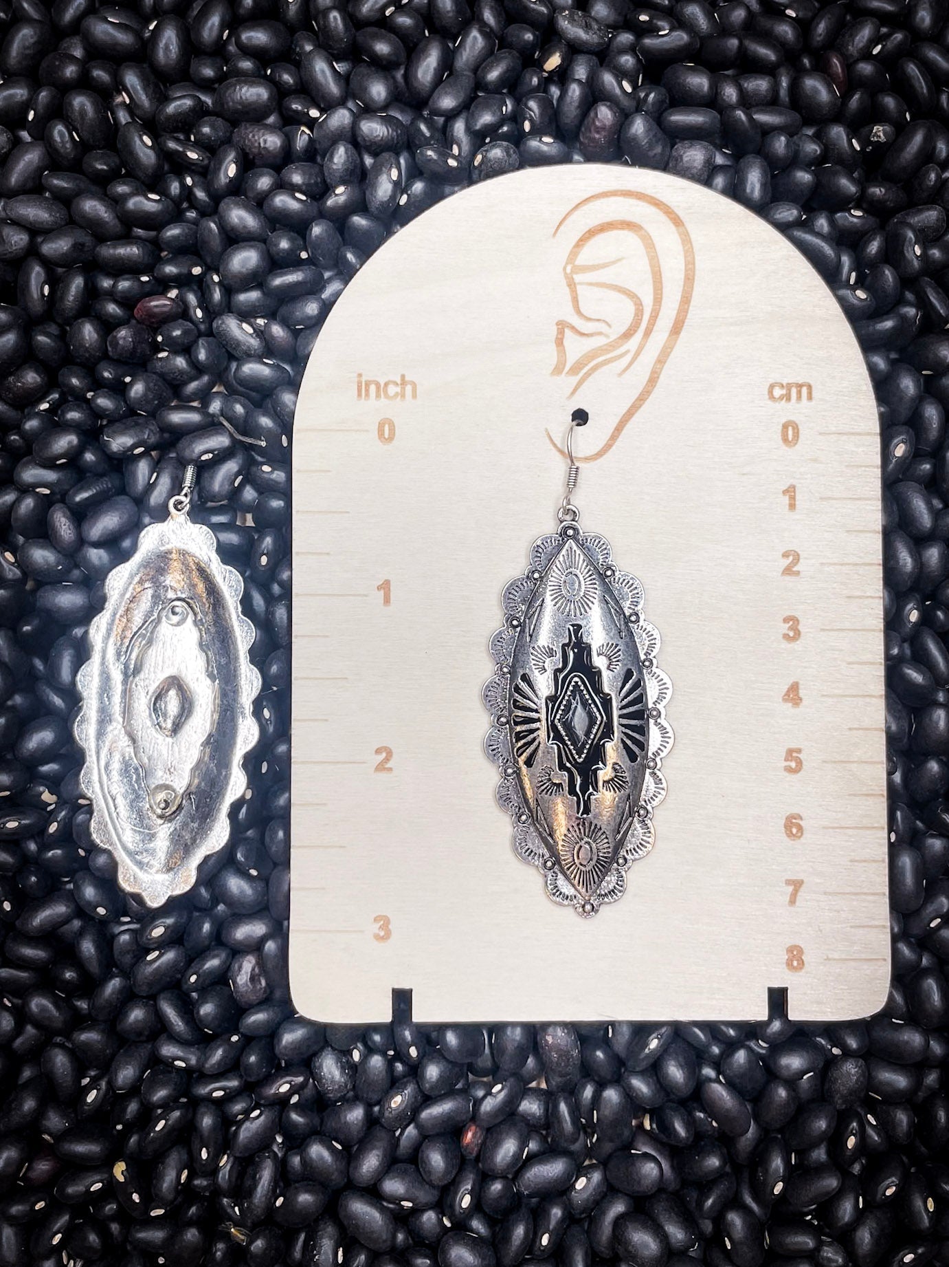 Largo Aztec Dangle Fashion Earrings - Black