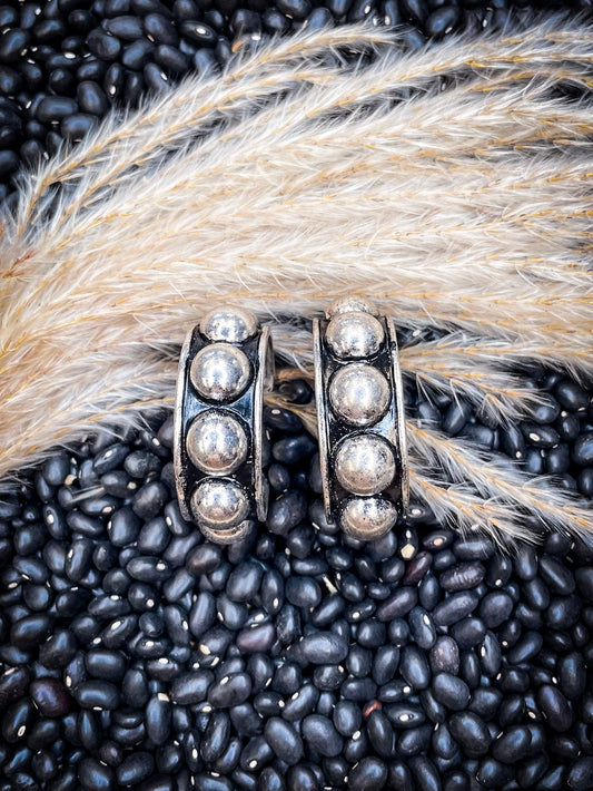 Austin Bubble Stud Hoop Fashion Earring - Silver