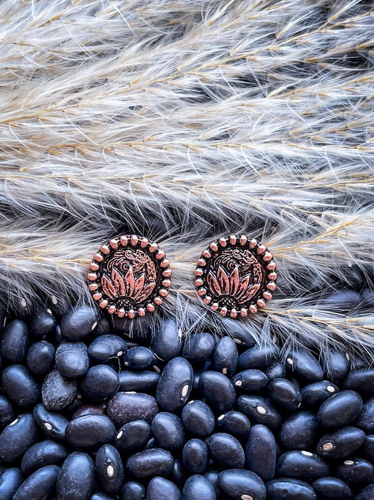 Eliza Flower Stud Fashion Earrings - Copper