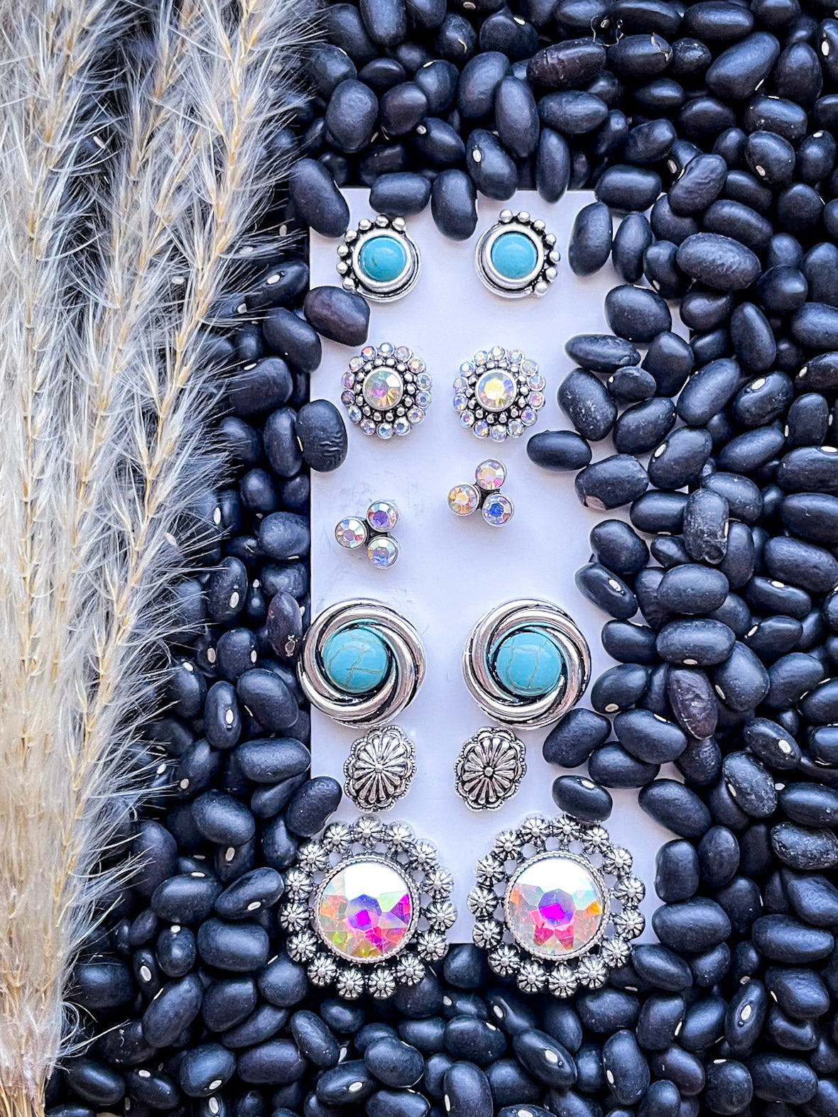 Jinny Stud Fashion Earring Set - Silver