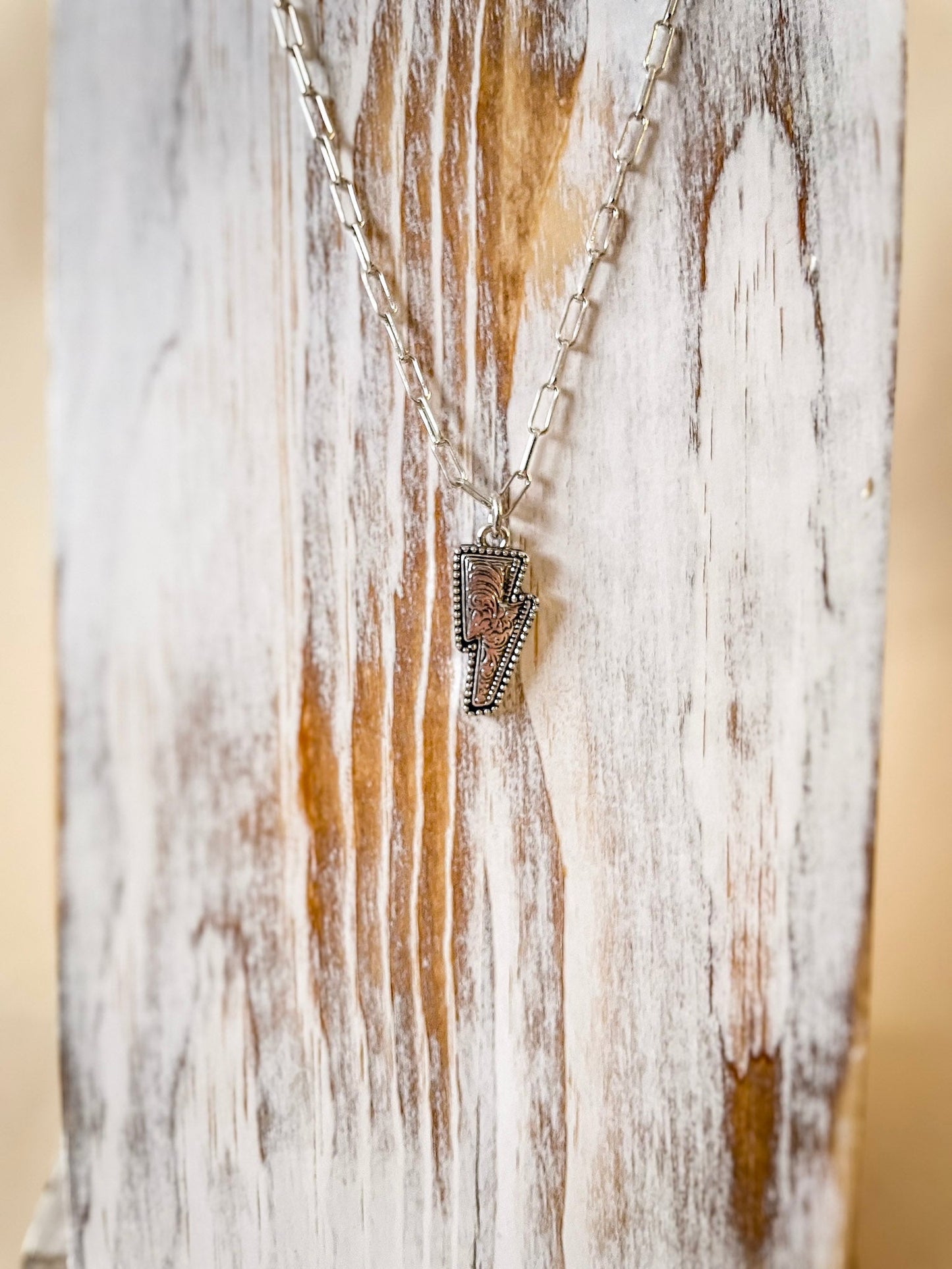 Coty Lightning Pendant Fashion Necklace - Silver