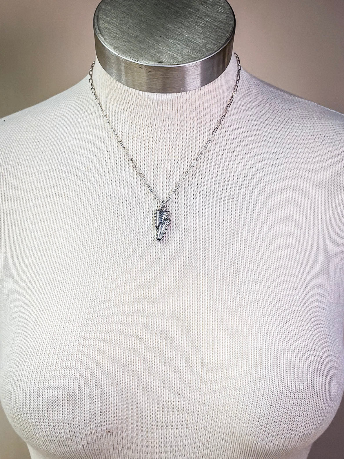 Coty Lightning Pendant Fashion Necklace - Silver