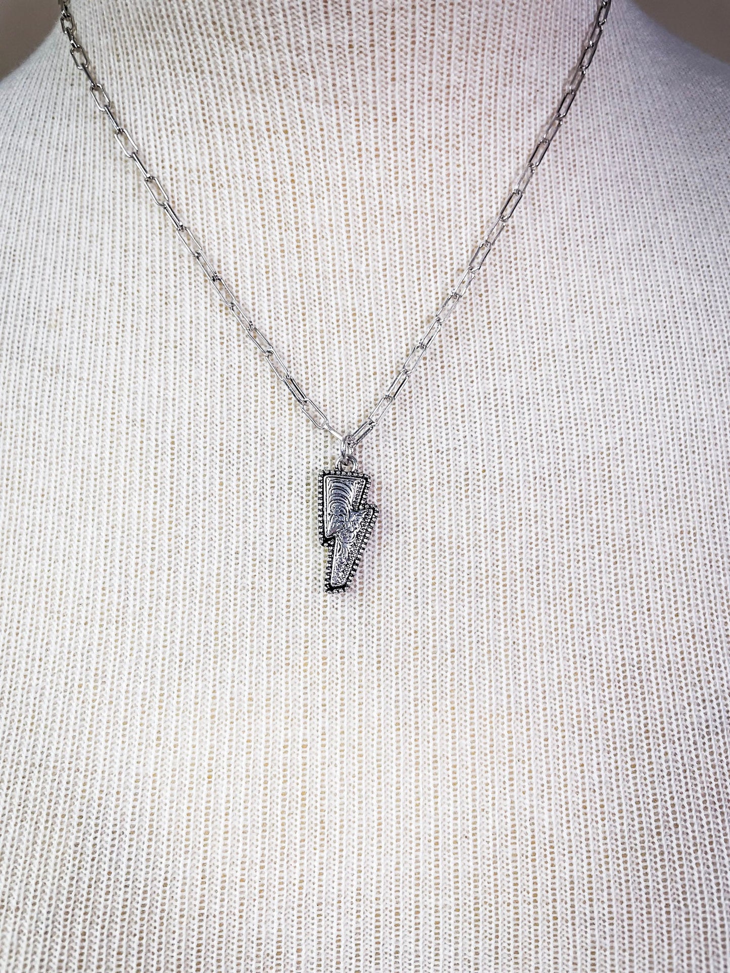 Coty Lightning Pendant Fashion Necklace - Silver