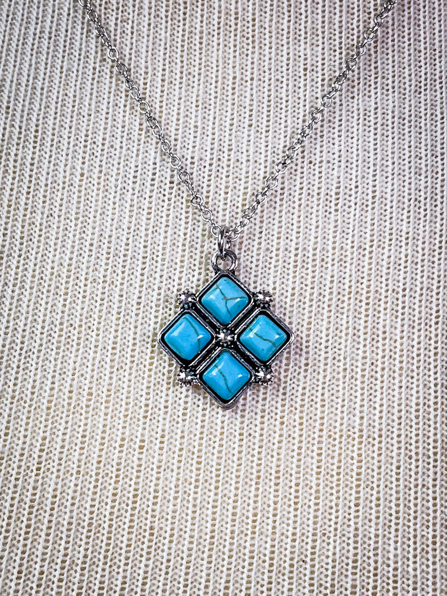 Rio Pendant Fashion Necklace - Aqua