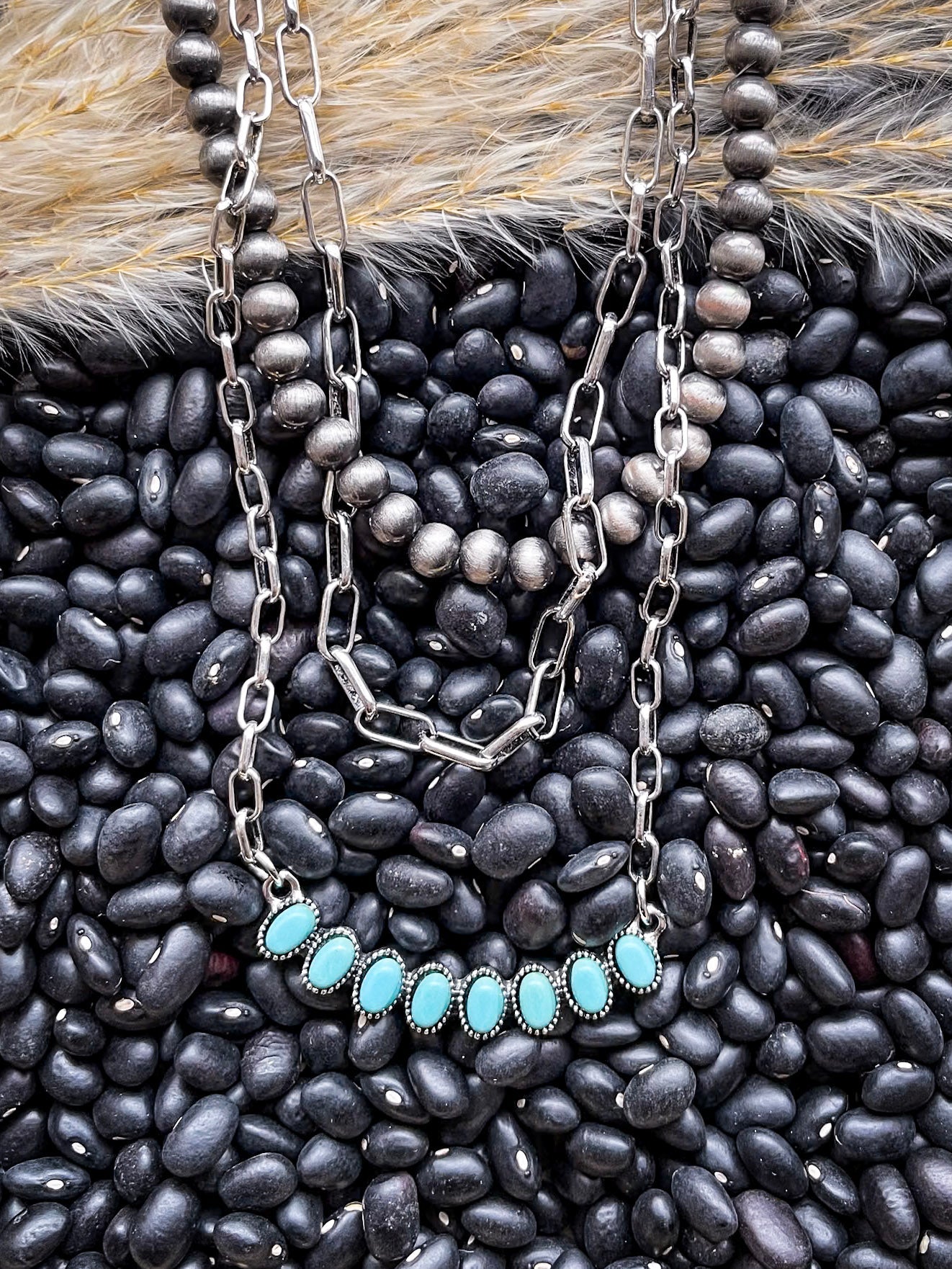 Lenna Navajo Style Pearl Layered Fashion Necklace