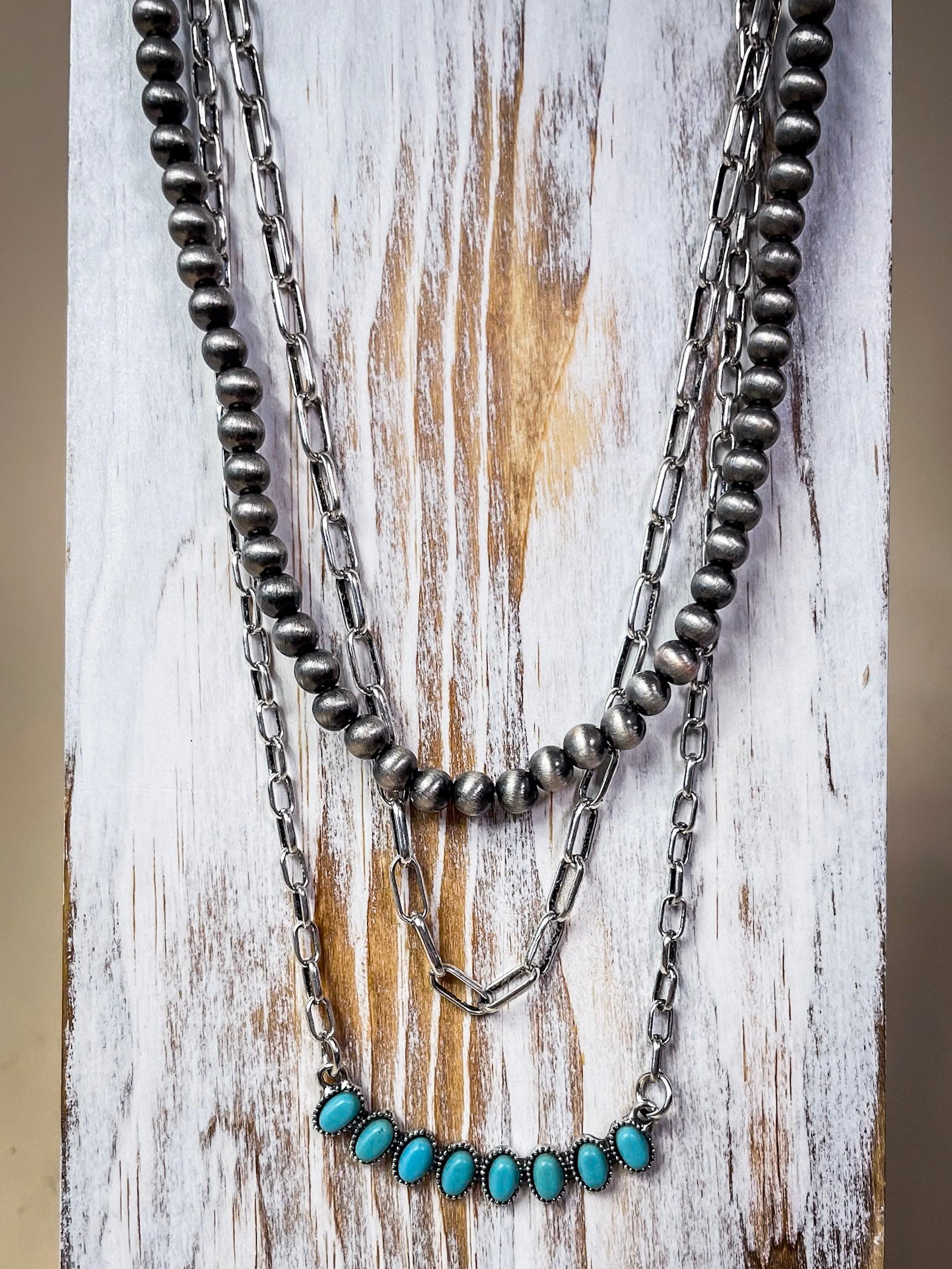 Lenna Navajo Style Pearl Layered Fashion Necklace