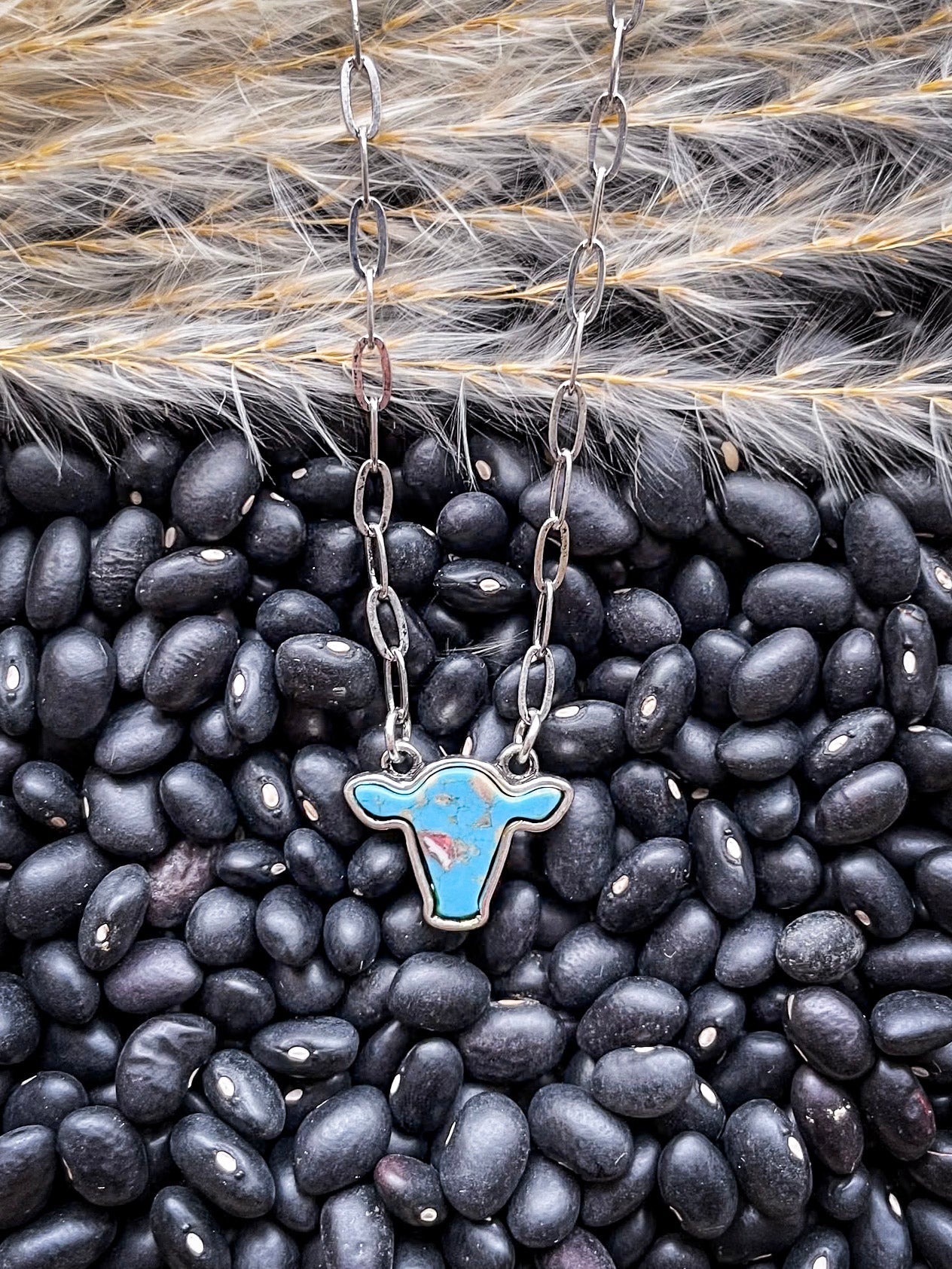 Lulu Cow Pendant Fashion Necklace - Turquoise