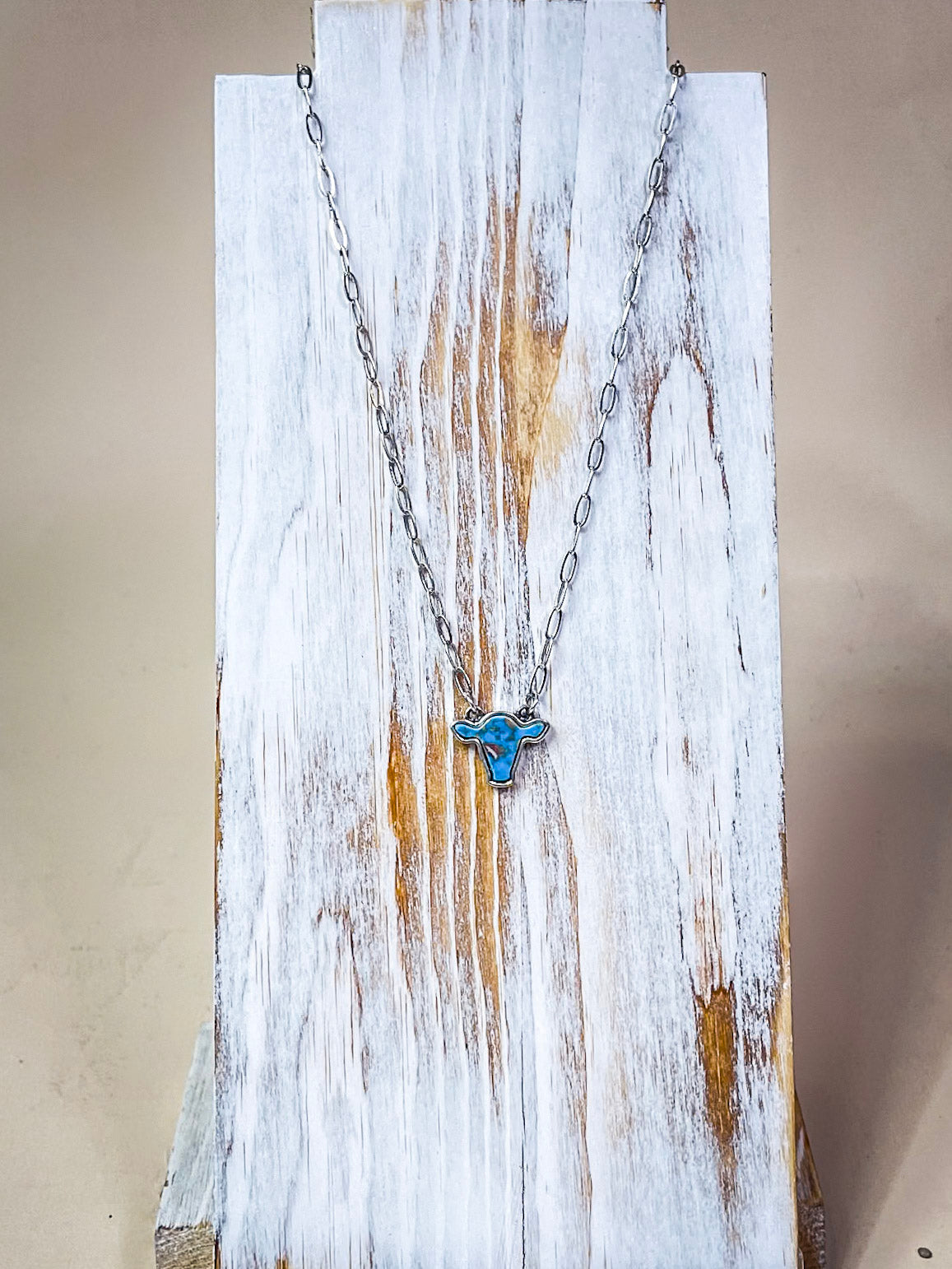 Lulu Cow Pendant Fashion Necklace - Turquoise