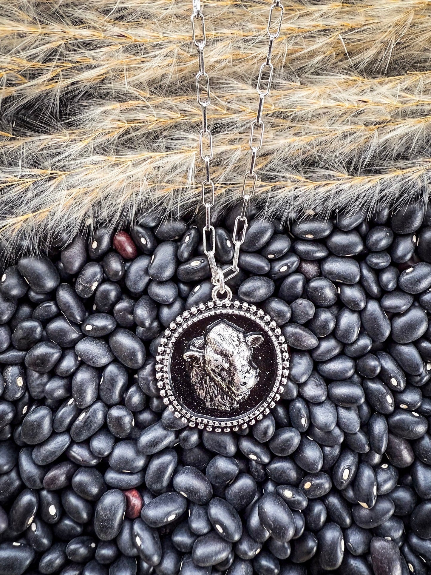 Cow Head Cameo Pendant Fashion Necklace