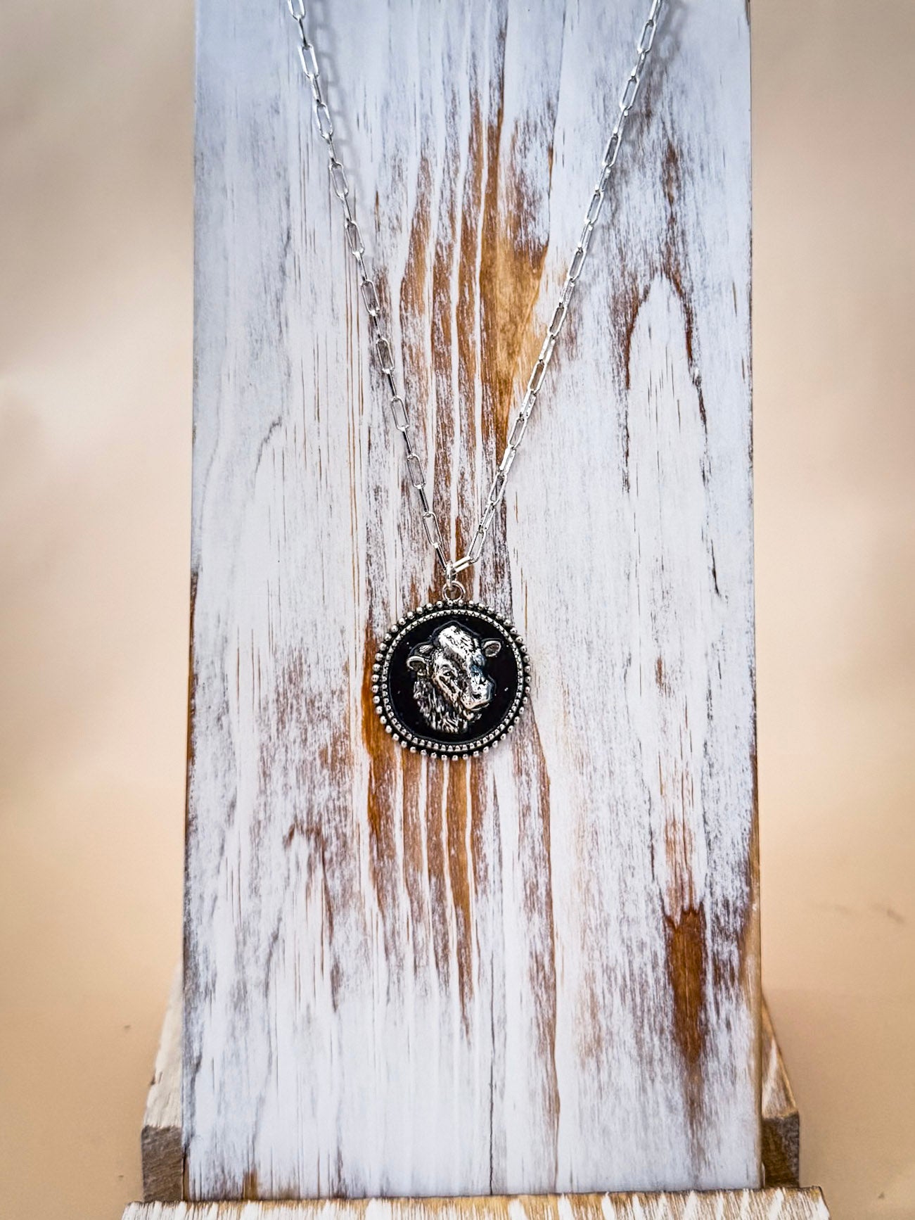 Cow Head Cameo Pendant Fashion Necklace