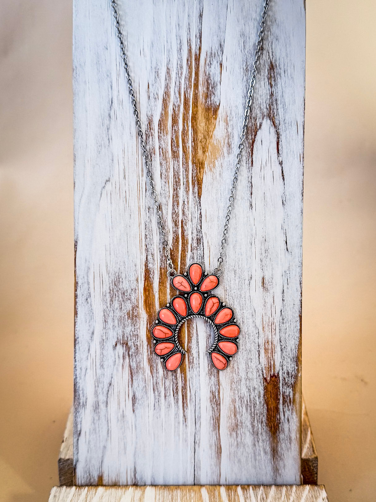 Squash Blossom Chain Fashion Necklace - Coral