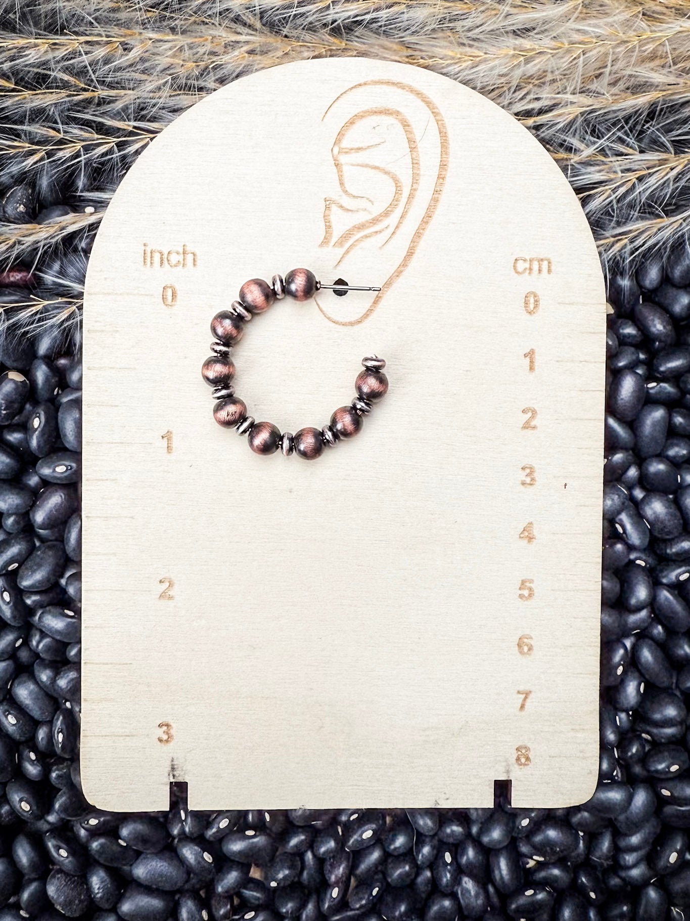 Augusta Beaded Fashion Hoop Earrings - Copper