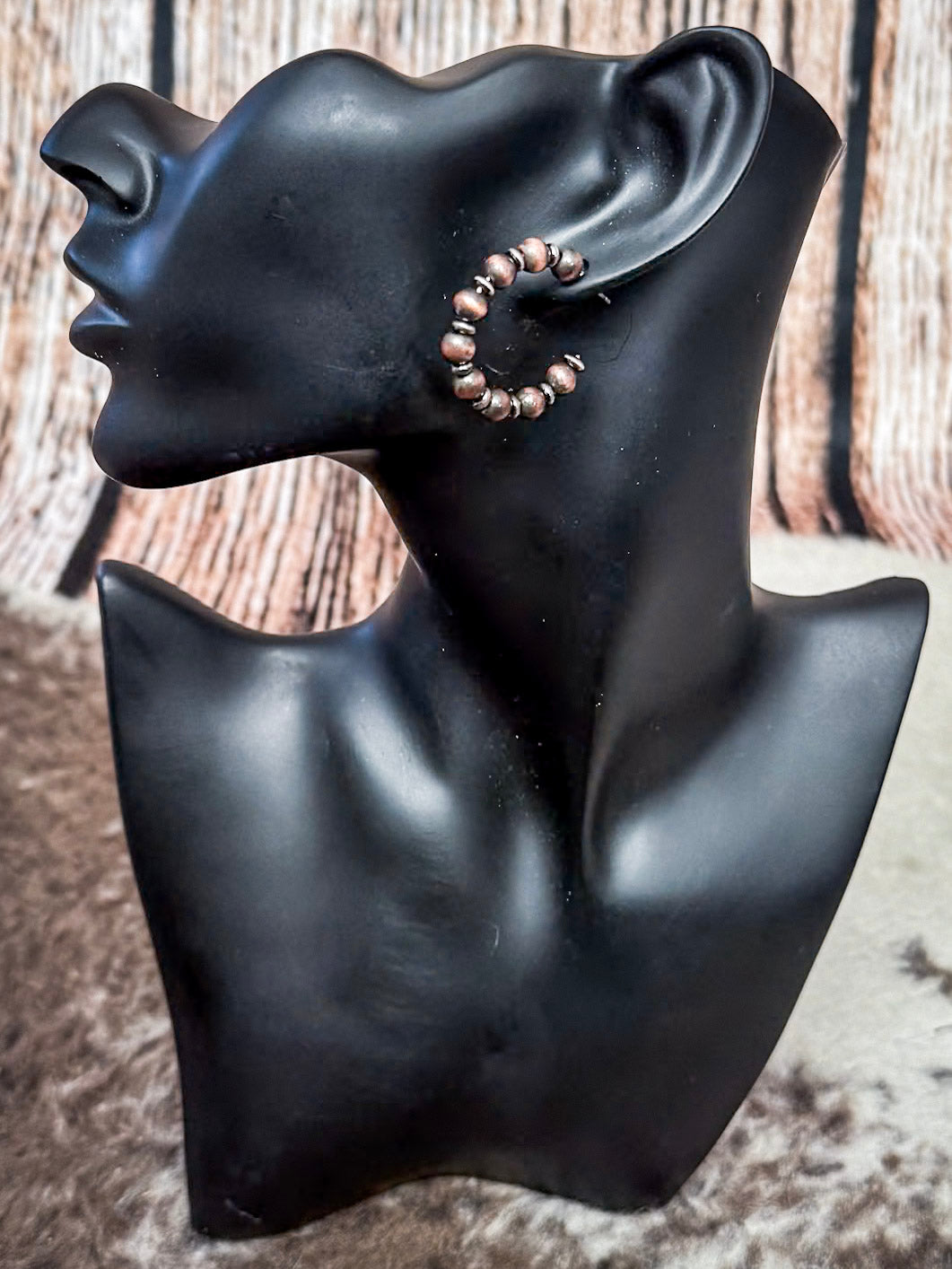 Augusta Beaded Fashion Hoop Earrings - Copper