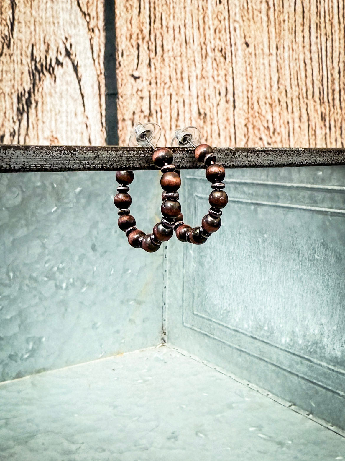 Augusta Beaded Fashion Hoop Earrings - Copper