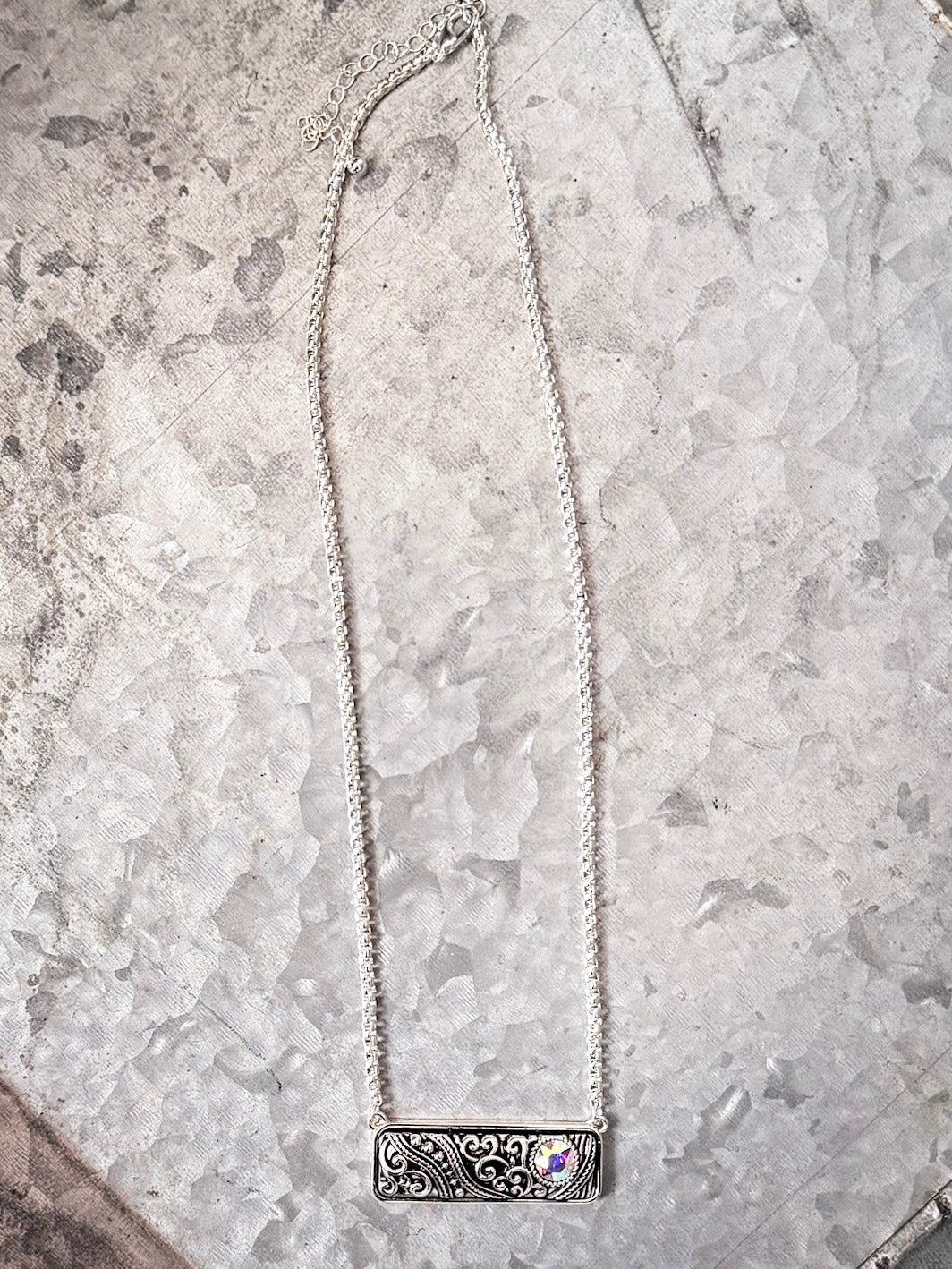Clementine Western Filigree Fashion Bar Necklace