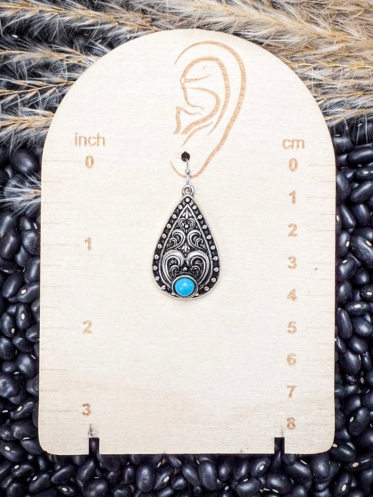 Jessamina Western Filigree Teardrop Aqu Stone Fashion Necklace Set