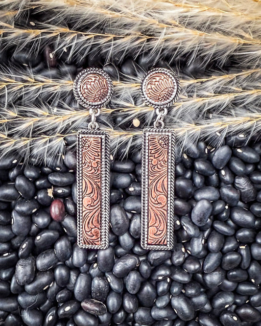 Out West Bar Dangle Fashion Earrings - Copper