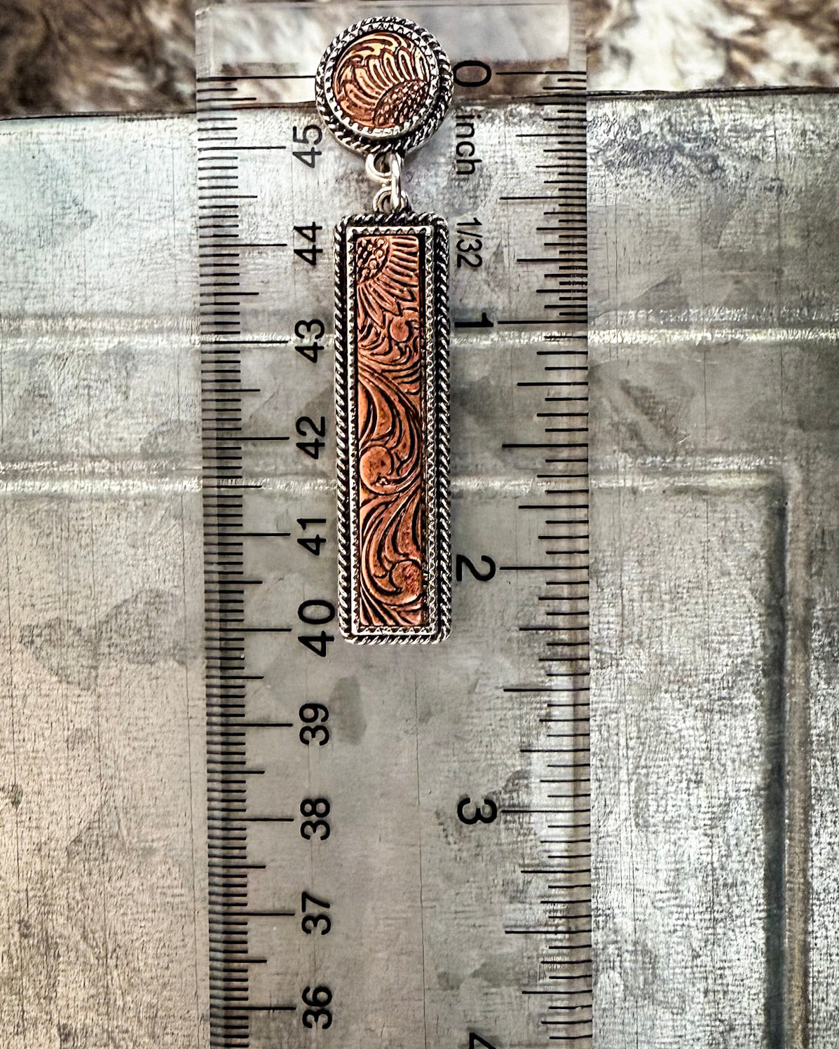 Out West Bar Dangle Fashion Earrings - Copper