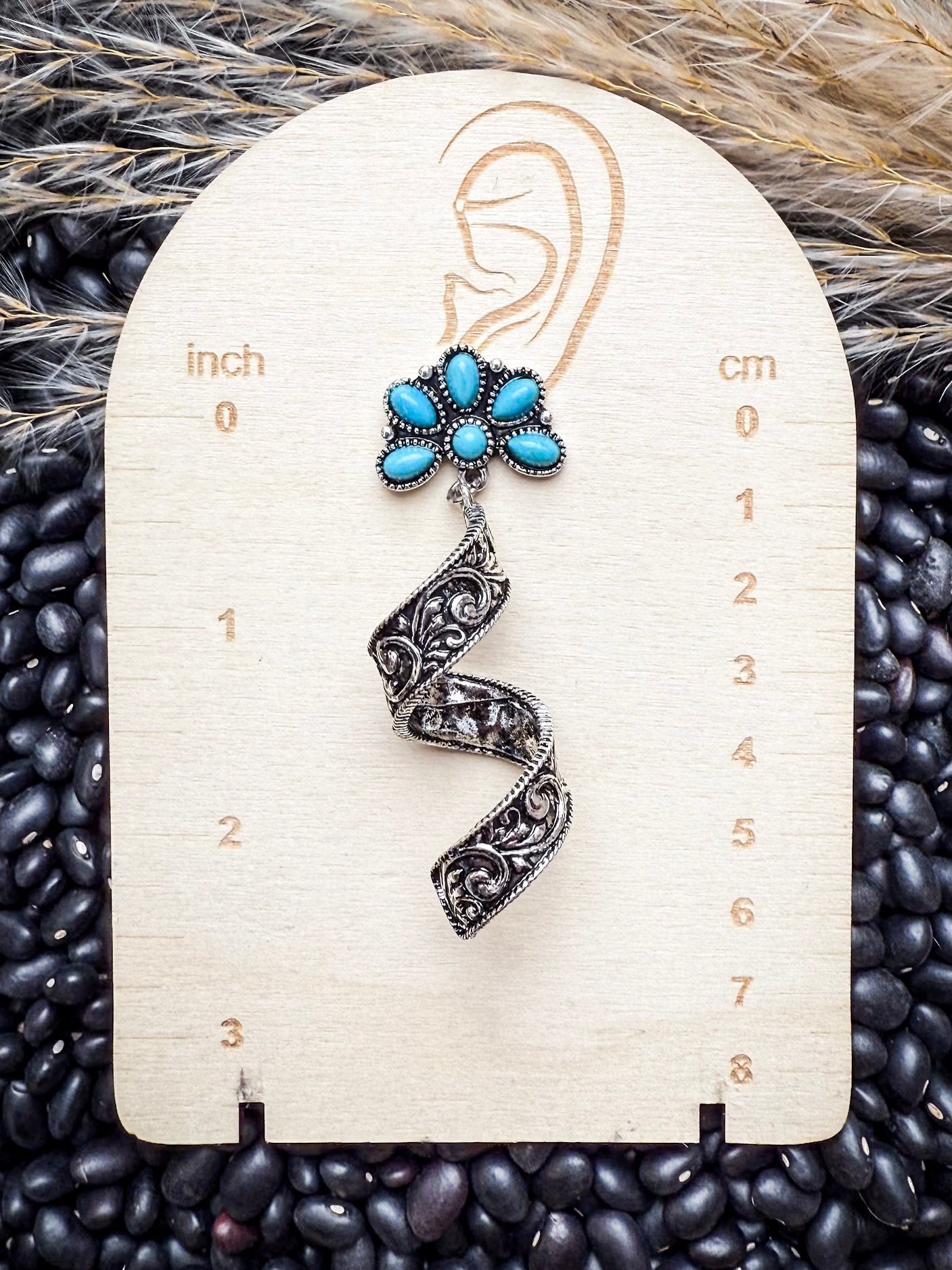 The Desert Bloom Spirals – Filigree & Aqua Flower Fashion Earrings