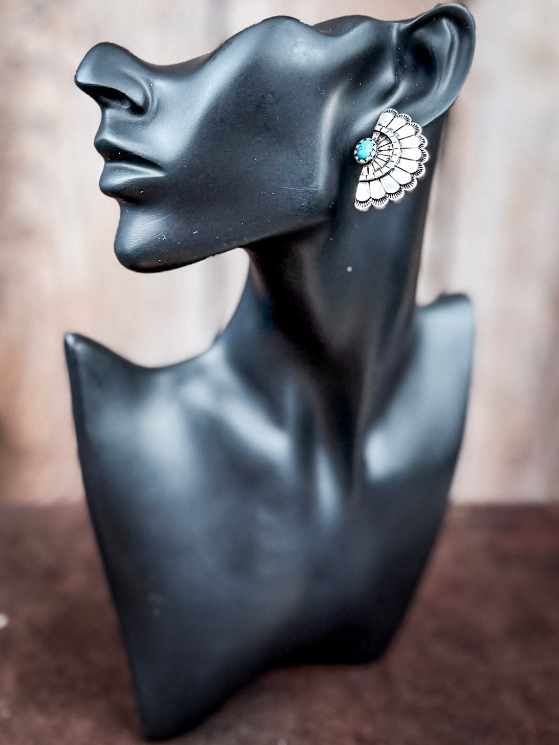 Prairie Halo Fan Concho Fashion Stud Earrings