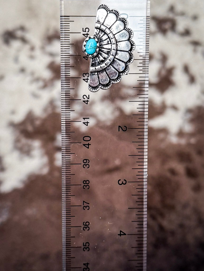 Prairie Halo Fan Concho Fashion Stud Earrings