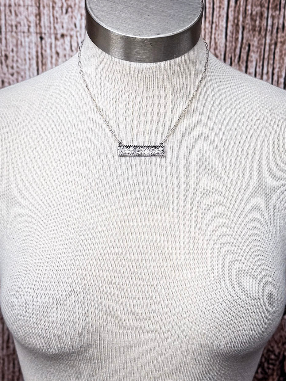 Cattleman Dainty Bar Fashion Necklace