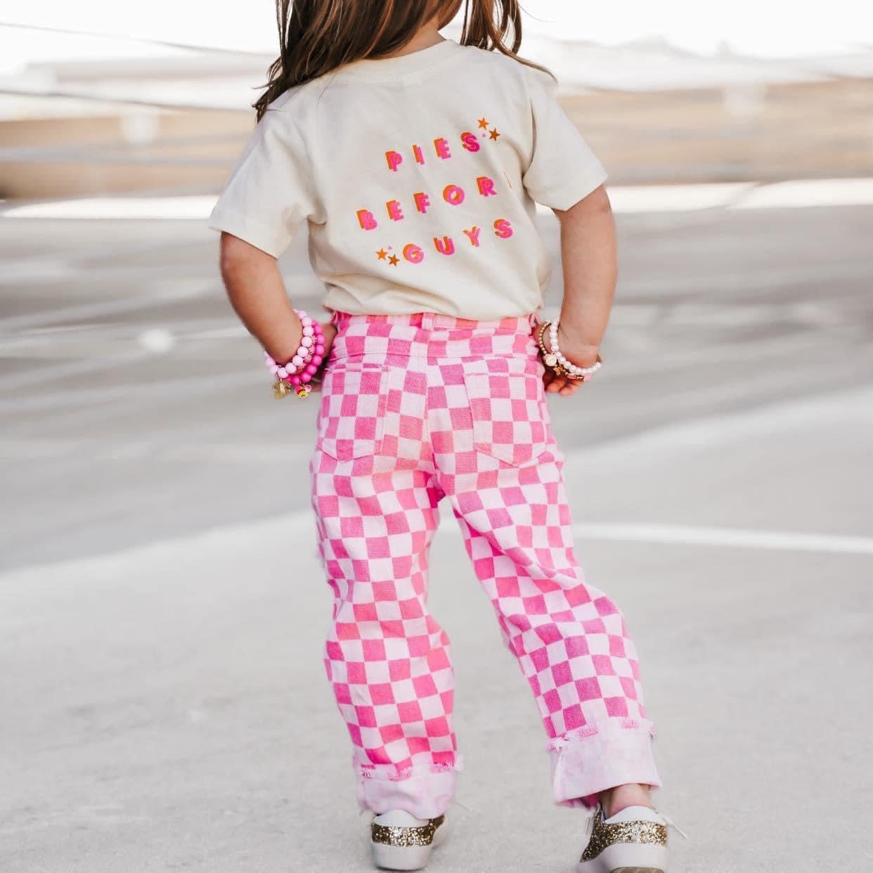 Pink checkered children’s jeans