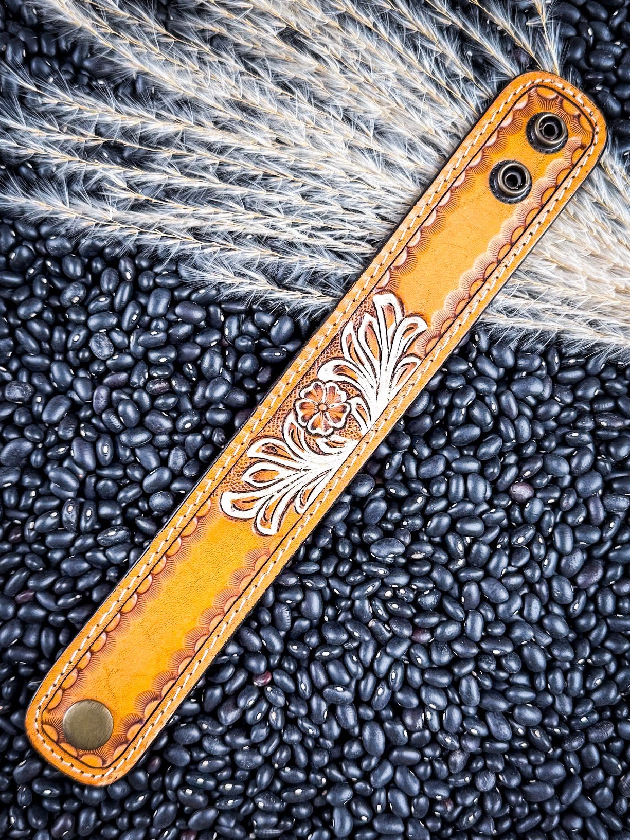 Prairie Shine Tooled Leather Bracelet