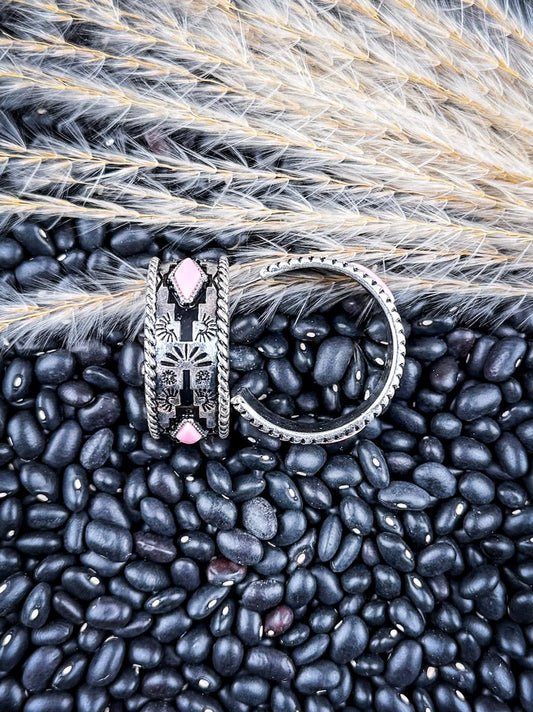 Nova Stud Fashion Hoop Earring - Silver/Pink