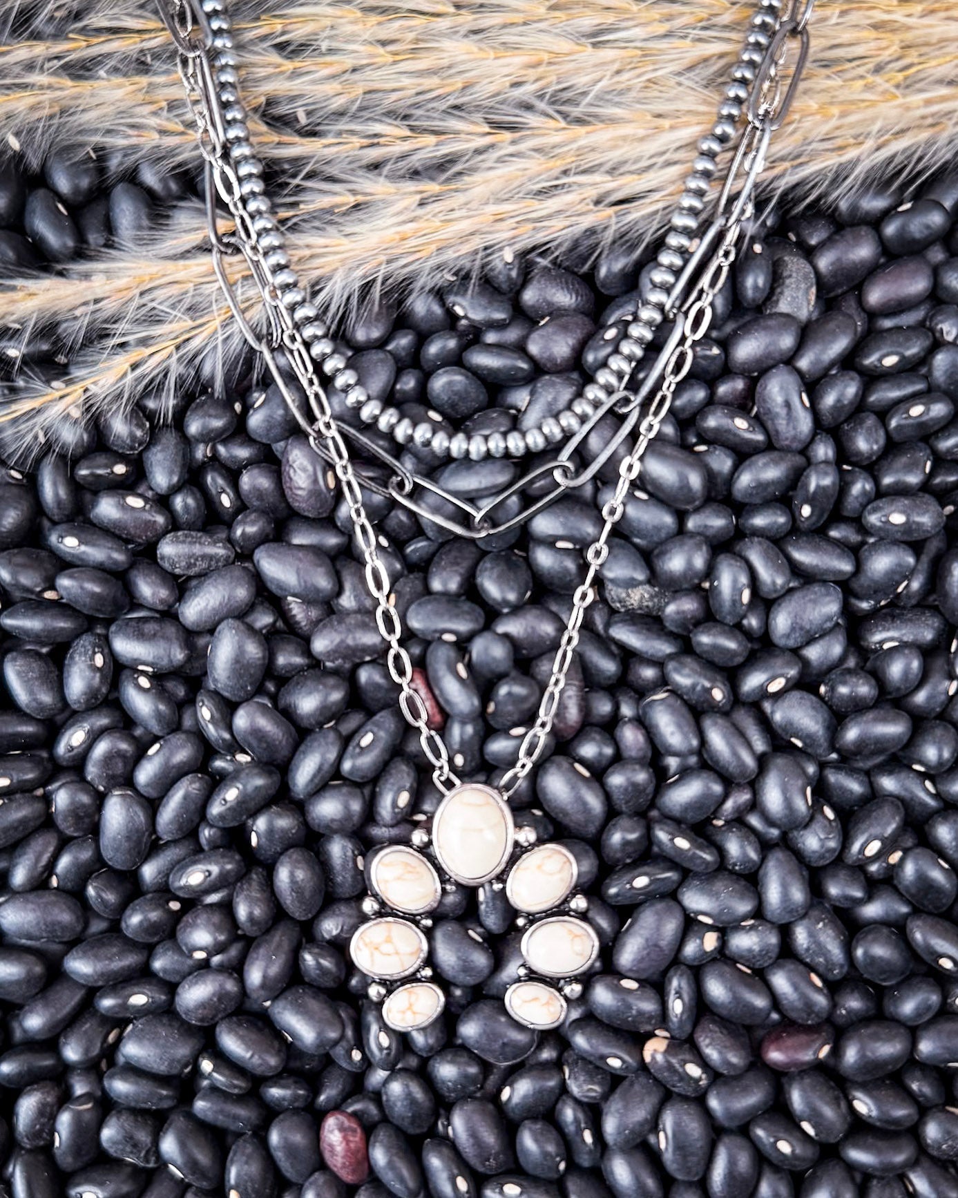 Dusty Squash Blossom Layer Fashion Necklace