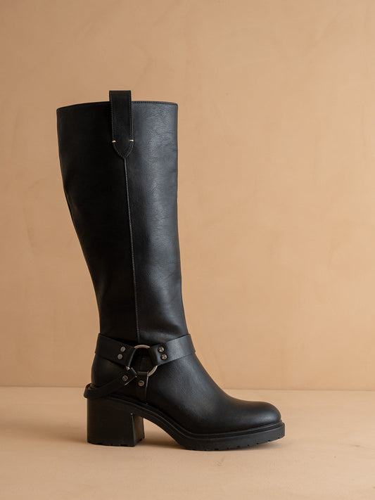 The Leanne | Black Moto Knee High Boot *FINAL SALE*