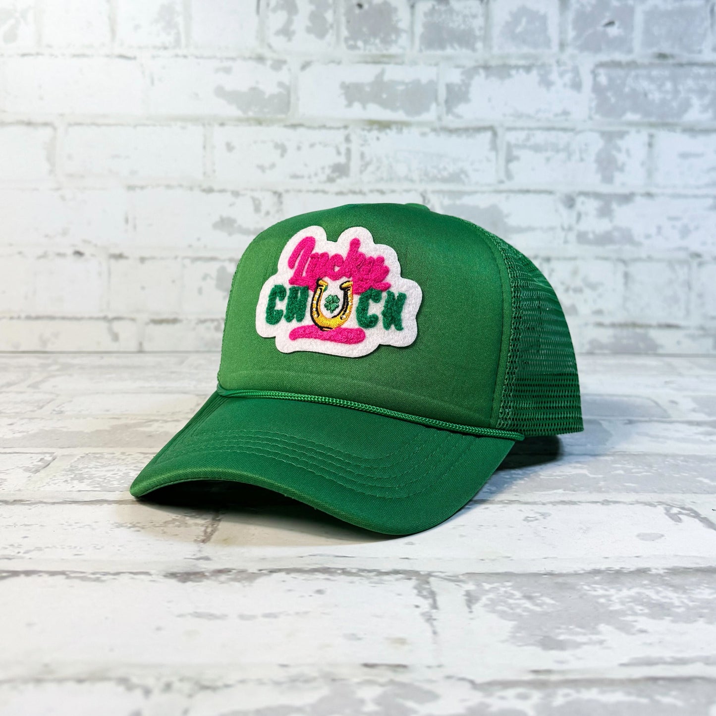 Lucky Mini Logo Green Patch Trucker Hat