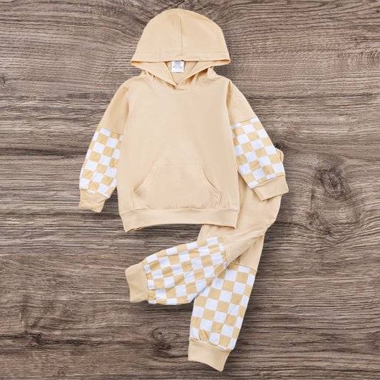 Cream Checker Boys Jogger Set