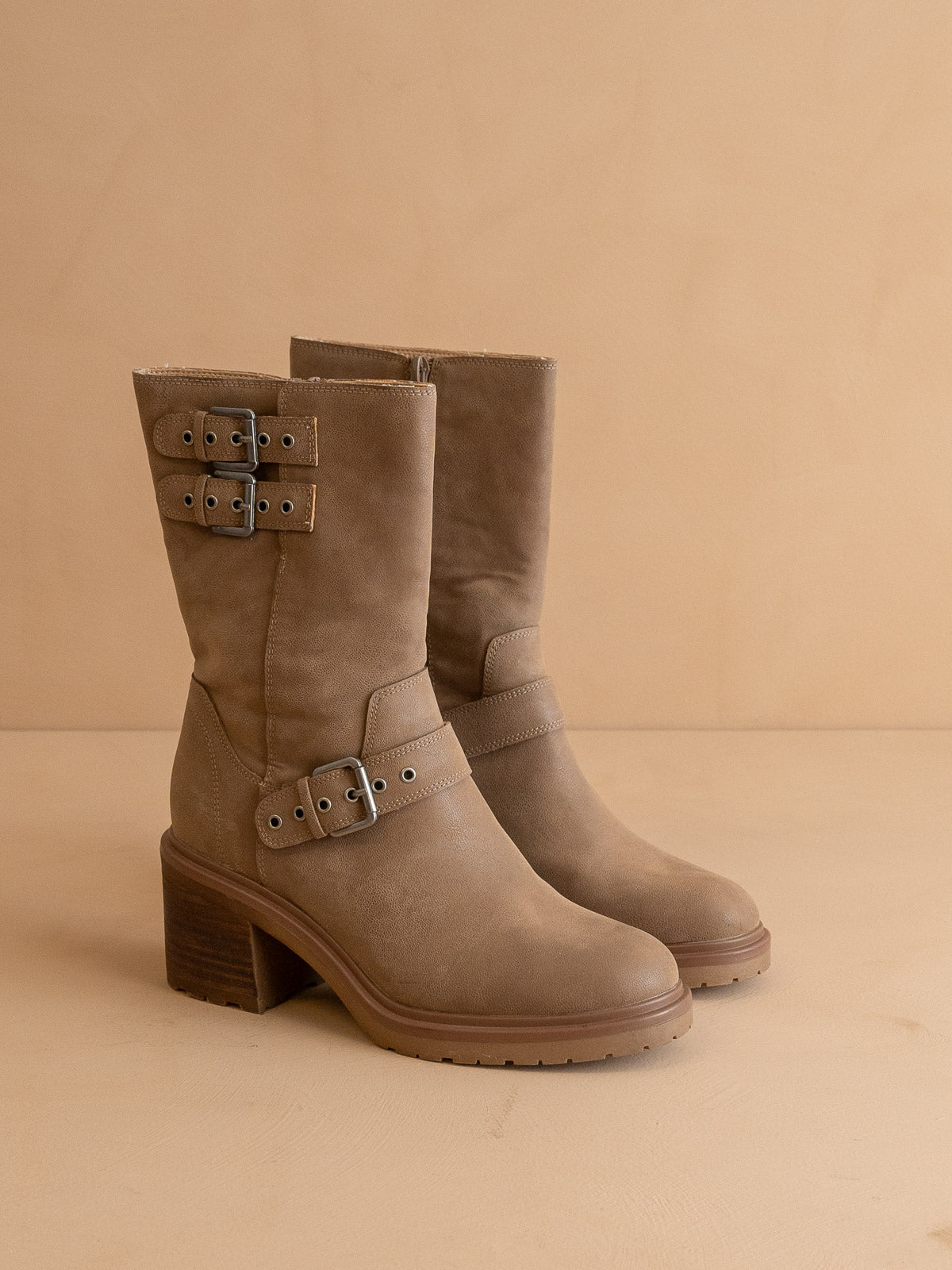 The Rider | Dark Taupe Mid-Calf Moto Boot