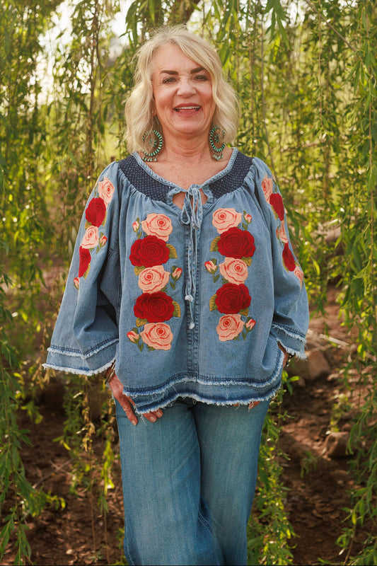 Denim and Rose Top