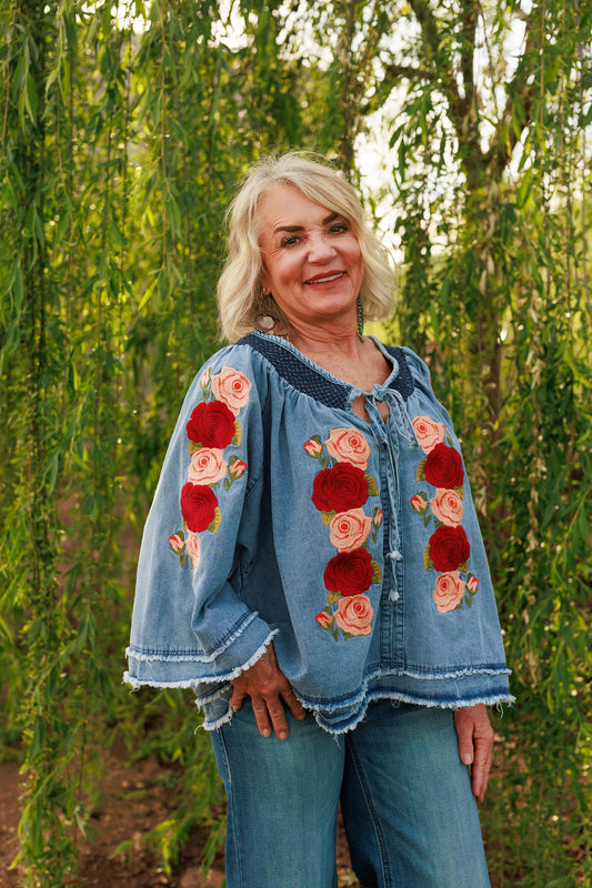Denim and Rose Top