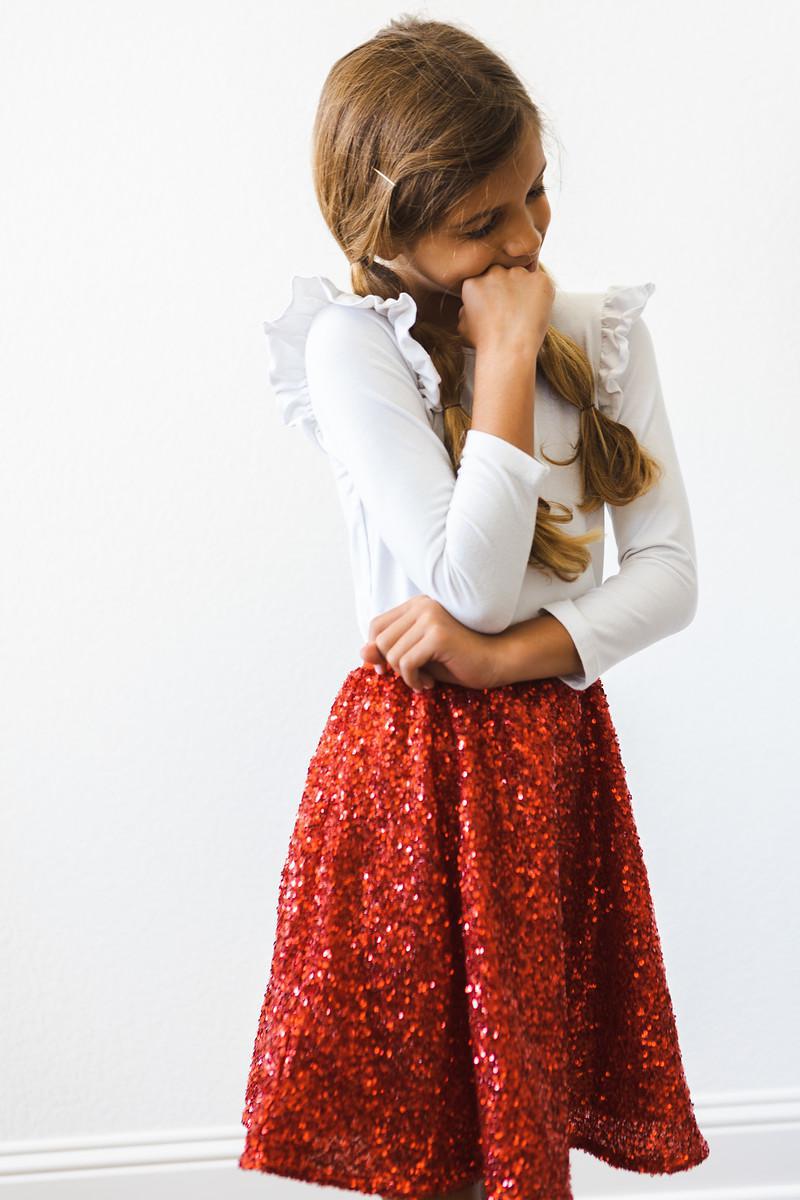 Red Sequin Twirl Skort