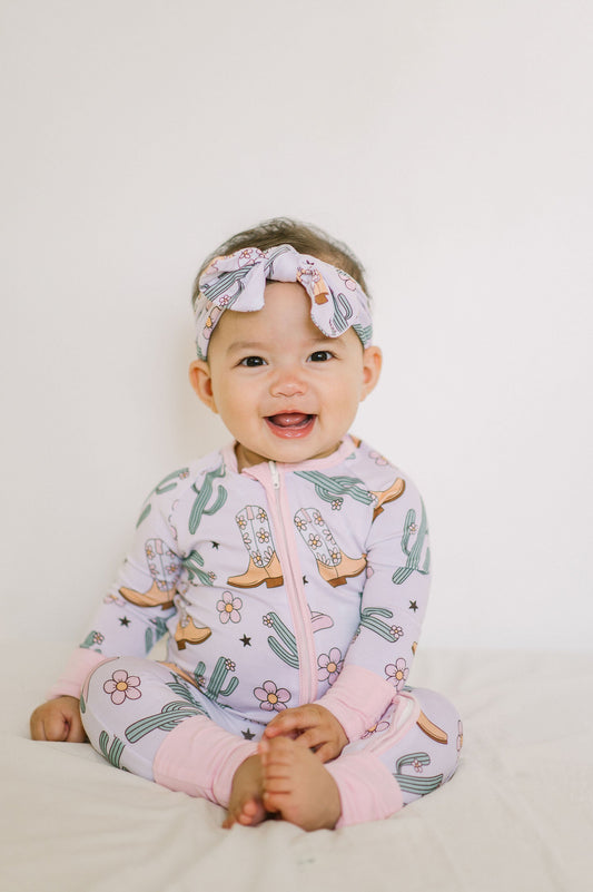 Pink Cowgirl Bamboo Zipper Romper