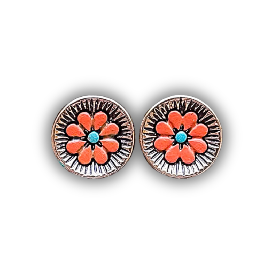 Flourish Flower Stud Fashion Earrings - Copper