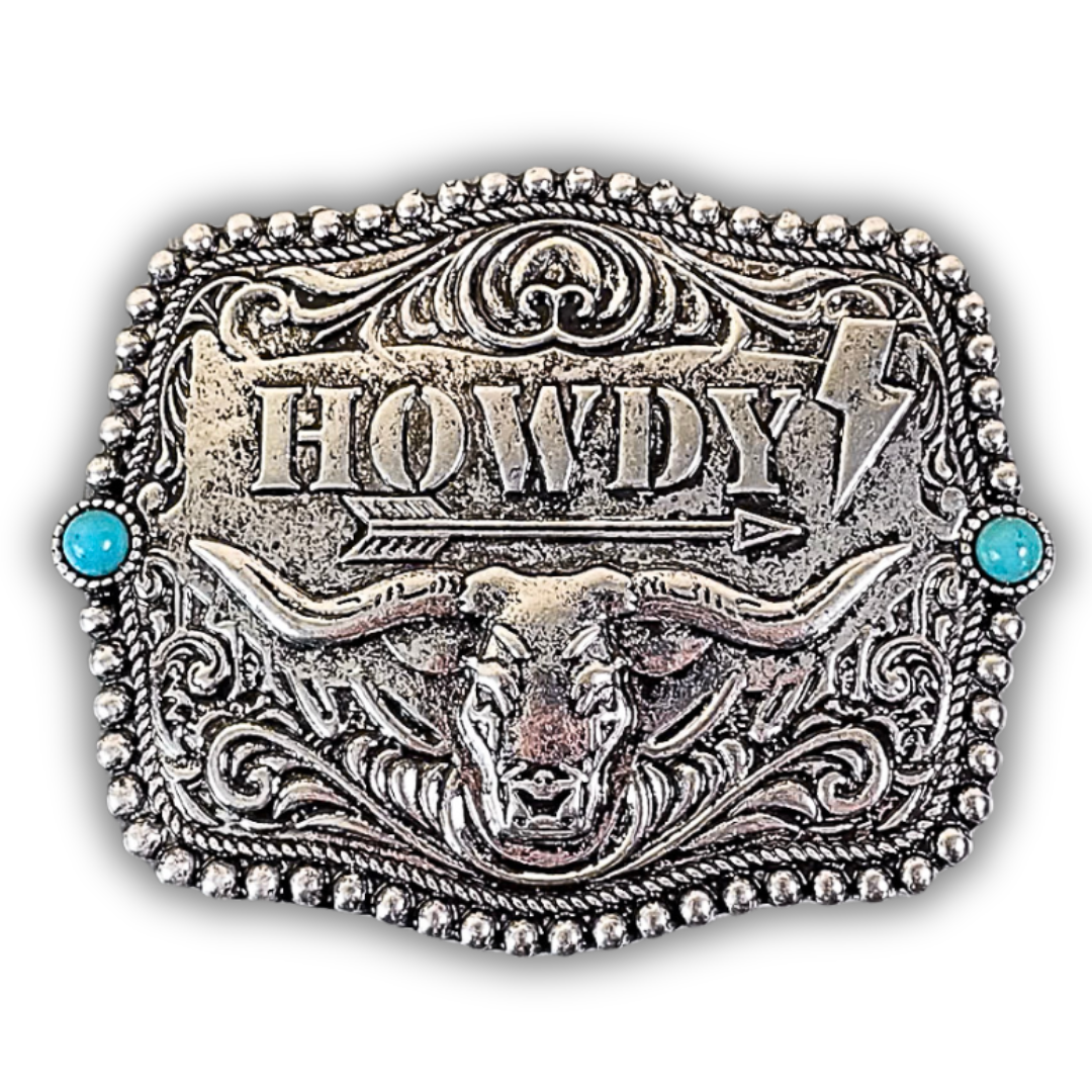 Howdy Fashion Belt Buckle - Silver