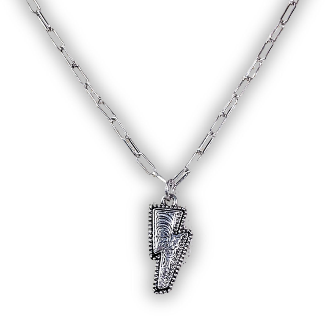 Coty Lightning Pendant Fashion Necklace - Silver