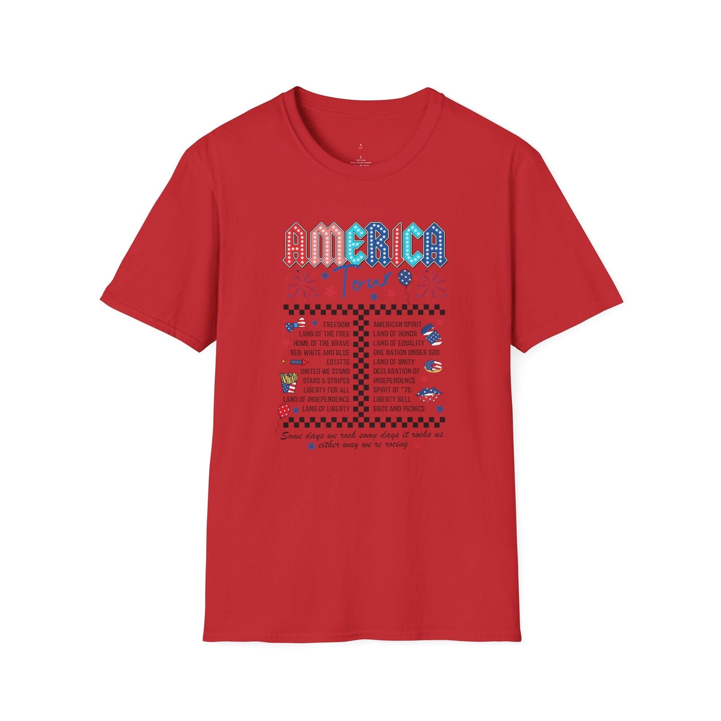 America Tour Tee, 4th of July, Softstyle T-Shirt - SmorgeousByGina