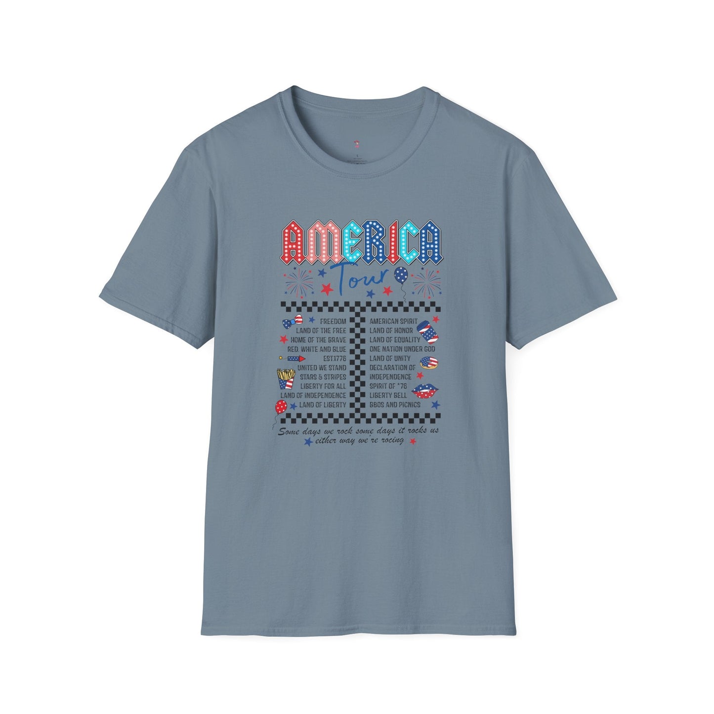 America Tour Tee, 4th of July, Softstyle T-Shirt - SmorgeousByGina